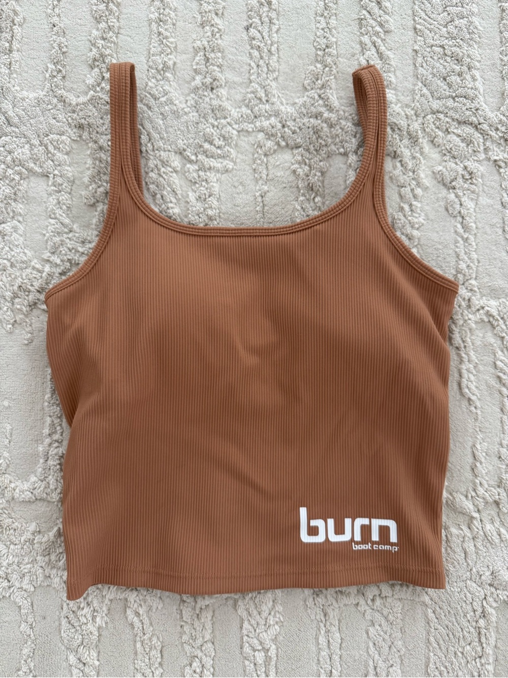 Burn Boot Camp Women's Brown Ribbed Crop Tank size XL